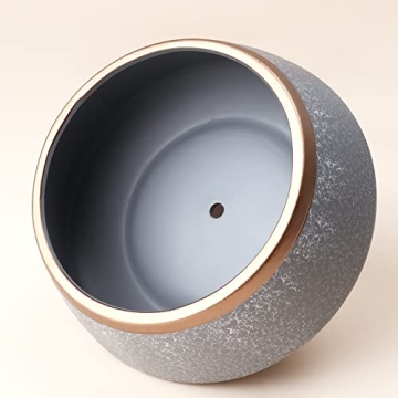 LA JOLIE MUSE Large Succulent Planter Pots - Ceramic Indoor Outdoor Garden Pot with Drainage for Plant Flower, 8 Inch, Gray