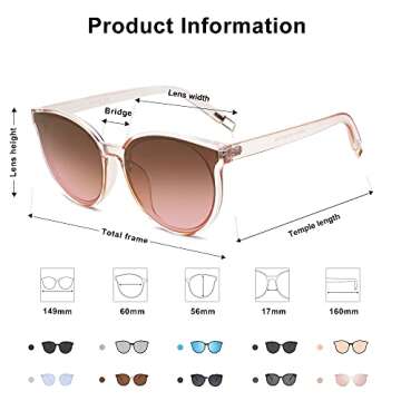 SOJOS Fashion Round Sunglasses for Women Men Oversized Vintage Shades SJ2057, Clear/Brown