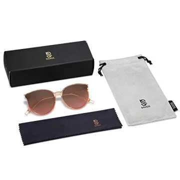 SOJOS Fashion Round Sunglasses for Women Men Oversized Vintage Shades SJ2057, Clear/Brown