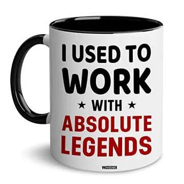 WHIDOBE I Used To Work With Absolute Legend Coworker Retirement New Job Goodbye Workplace Office Boss, Women, Men, Going Away, Colleague, Farewell, Leaving, Good Luck New Job Coworker Accent Mug 11OZ
