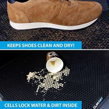 CLIM ART Honeycomb Custom Fit Floor Mats for Ford Escape 2013-2019, 1st & 2nd Row, Car Mats Floor Liner, All-Weather, Car Accessories for Man & Woman, Tapetes para Autos, Black/Black - FL011513026