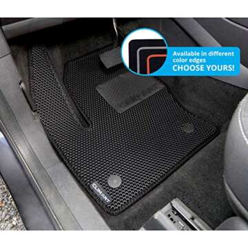 CLIM ART Honeycomb Custom Fit Floor Mats for Ford Escape 2013-2019, 1st & 2nd Row, Car Mats Floor Liner, All-Weather, Car Accessories for Man & Woman, Tapetes para Autos, Black/Black - FL011513026