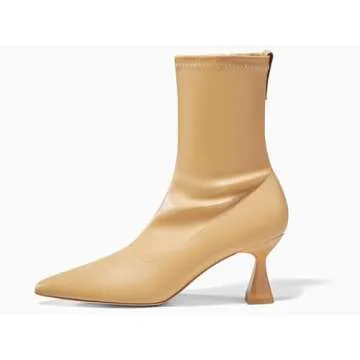 Coutgo Chic Women's Ankle Boots with Sculptural Heel