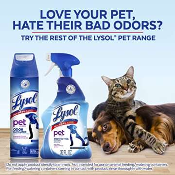 Lysol Pet Odor Eliminator Spray, Sanitizing and Disinfecting Spray for Pet Odors, 15oz (Pack of 3)