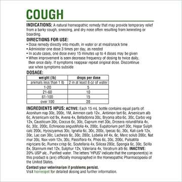 HomeoPet Cough, Gentle Natural Cough Medicine for Dogs, Cats, and Small Pets, Cat and Dog Cough Medicine, 15 Milliliters