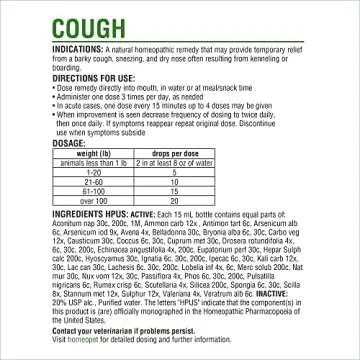 HomeoPet Cough, Gentle Natural Cough Medicine for Dogs, Cats, and Small Pets, Cat and Dog Cough Medicine, 15 Milliliters