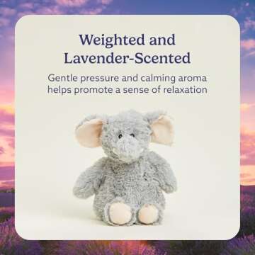 Warmies Microwavable & Weighted Stuffed Animals, Gray Elephant - Heated Stuffed Animal Plushie for Warmth & Comfort - Cute Soft Plush Toys for Boys, Girls, Babies & Toddlers