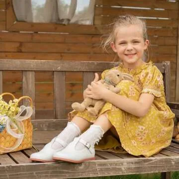 Felix & Flora Toddler Little Girl White Mary Jane Dress Shoes - Ballet Flats for Easter Flower Girl ...