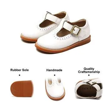 Felix & Flora Toddler Little Girl White Mary Jane Dress Shoes - Ballet Flats for Easter Flower Girl Party School Shoes(White,5 Toddler)