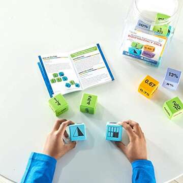 hand2mind Equivalency Dice, Large Foam Dice for Classroom, Subitizing Dice, Fraction Equivalency, Math Manipulatives 4th Grade, Educational Toys for Elementary Kids, Math Learning Tools (Set of 16)