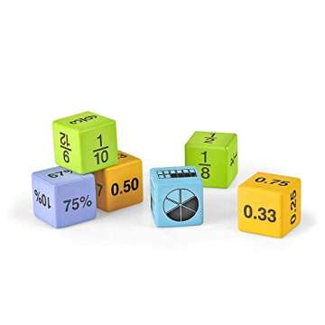 hand2mind Equivalency Dice, Large Foam Dice for Classroom, Subitizing Dice, Fraction Equivalency, Math Manipulatives 4th Grade, Educational Toys for Elementary Kids, Math Learning Tools (Set of 16)