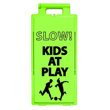 Cortina LAMBA 2x4 Safety Sign "SLOW KIDS AT PLAY" 25.75” x 11.5” x 2”, 03-600-60L, Lime