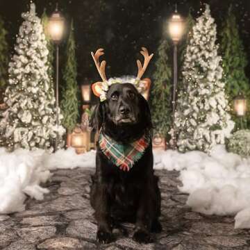 FLAdorepet Pet Cat Dog Elk Antler Deer Horn Headband Headwear Hat,Halloween Christmas Dog Reindeer D...