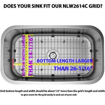 Serene Valley Sink Protector Grid - Stainless Steel 26-1/16" x 14-1/16" with Center Drain