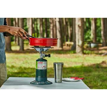 Coleman Bottletop Propane Camping Stove, Portable 1-Burner Adjustable Stove with Wind Baffles, Pressure Regulator, and 10,000 BTUs of Power; Ideal for Camping, Hiking, Backpacking, & More