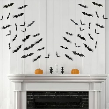 120pcs Halloween Bats Decorations Outdoor Indoor, 3D Bat Stickers for Scary Decor