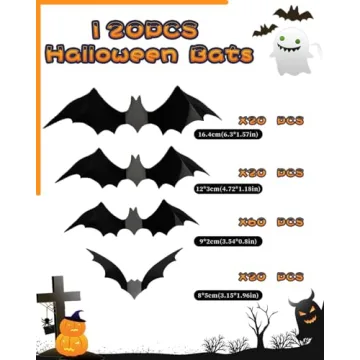 120pcs Halloween Bats Decorations for Spooky Atmosphere