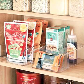 iDesign Linus Plastic Fridge and Freezer Divided Storage Organizer Bin, Container for Food, Drinks, Snacks, Produce Organization, 11" x 7" x 3.5", Clear