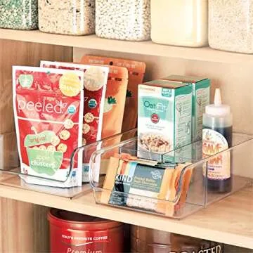 iDesign Linus Plastic Fridge and Freezer Divided Storage Organizer Bin, Container for Food, Drinks, Snacks, Produce Organization, 11" x 7" x 3.5", Clear