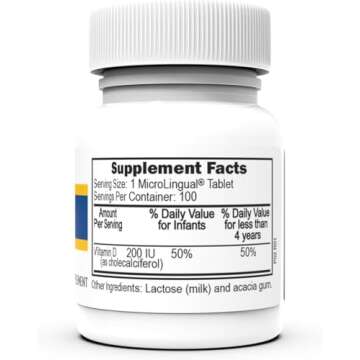 Superior Source Baby Vitamin D3 200 IU, Quick Dissolve Tablets, 100 Count, Promotes Strong Bones and...