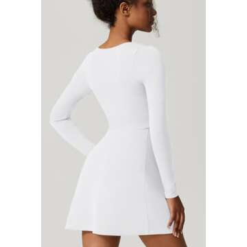 Chic QINSEN Women's Bodycon Stretch Mini Dress with Side Slit in White