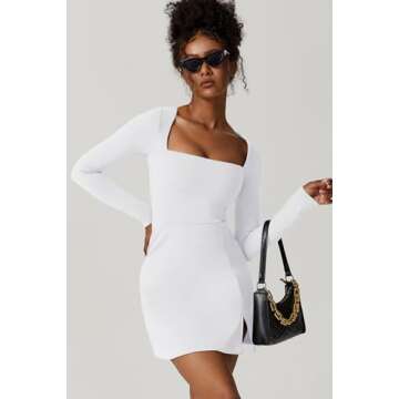 Stylish QINSEN Bodycon Mini Dress with Square Neck