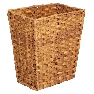 mDesign Small Woven Trash Can - Decorative Waste Basket