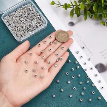 PH PandaHall 300pcs Tube Spacer Beads Tibetan Beads Alloy Antique Silver Beads Column Jewelry Spacers Loose Beads for Bracelet Necklace Earring Jewelry Making, 4x5mm, Hole: 2.2mm