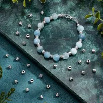 PH PandaHall 300pcs Tube Spacer Beads Tibetan Beads Alloy Antique Silver Beads Column Jewelry Spacers Loose Beads for Bracelet Necklace Earring Jewelry Making, 4x5mm, Hole: 2.2mm