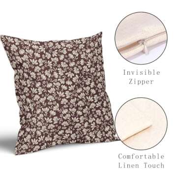Burgundy Daisy Floral Pillow Covers Set of 2 for Decor