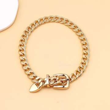 Chunky Chain Belt Necklace for Women Chunky Gold Cuban Chain Choker Necklaces Punk Style Thick Link Belts Chain Necklaces Jewelry for Men (Gold)