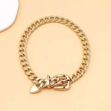 Chunky Chain Belt Necklace for Women Chunky Gold Cuban Chain Choker Necklaces Punk Style Thick Link Belts Chain Necklaces Jewelry for Men (Gold)