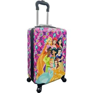 Fast Forward Kids Licensed Hard-Side 20” Spinner Luggage Lightweight Carry-On Suitcase (Princess)