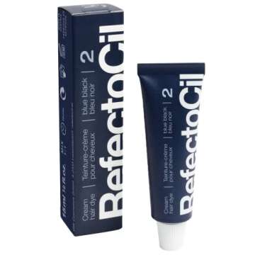RefectoCil Blue Black (#2) Hair Tinting Kit Includes Cream Hair Dye + Mixing Brush & Mixing Dish