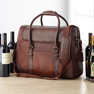 Elegant 6-Bottle Leather Wine Bag for Travel and Events