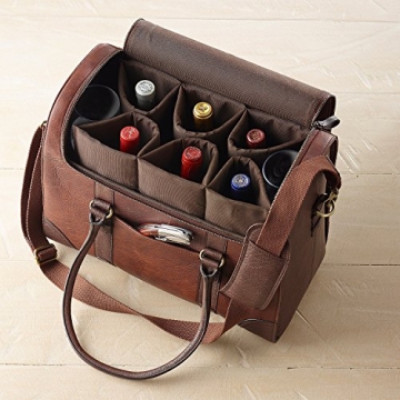 Elegant 6-Bottle Leather Wine Bag for Travel and Events