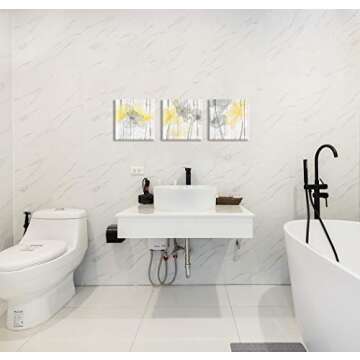 Zlove Yellow Bathroom Decor Wall Art Yellow Grey Pictures for Bathroom Yellow and Gray Canvas Painting Prints