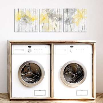 Zlove Yellow Bathroom Decor Wall Art Yellow Grey Pictures for Bathroom Yellow and Gray Canvas Painting Prints