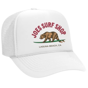 JOES SURF SHOP Surfing Bear Foam Snapback Trucker Hat-White