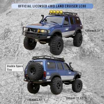 BEEZRC FMS RC Crawler 1/18 FCX18 Land Cruiser LC80 RTR Toyota Licensed 4WD RC Rock Truck 2.4Ghz 900m...