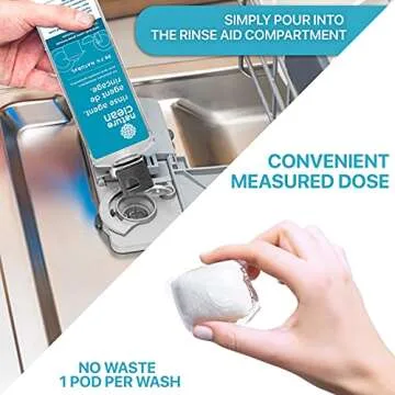 NATURE CLEAN Dishwasher Pods + Rinse Aid Liquid Set - Eco-Friendly Cleaning