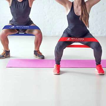 5BILLION Fabric Resistance Bands Hip Exercise Bands - for Booty, Thigh & Glutes - Soft & Non-Slip Design Loop Set (Set of 2(red+Blue))