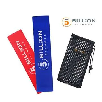 5BILLION Fabric Resistance Bands Hip Exercise Bands - for Booty, Thigh & Glutes - Soft & Non-Slip Design Loop Set (Set of 2(red+Blue))