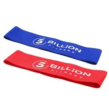 5BILLION Fabric Resistance Bands Hip Exercise Bands - for Booty, Thigh & Glutes - Soft & Non-Slip Design Loop Set (Set of 2(red+Blue))