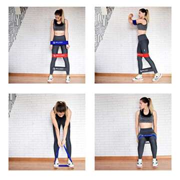 5BILLION Fabric Resistance Bands Hip Exercise Bands - for Booty, Thigh & Glutes - Soft & Non-Slip Design Loop Set (Set of 2(red+Blue))