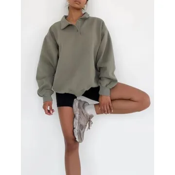 BAIGRAM Quarter Button Up Sweatshirt for Women in Fleece