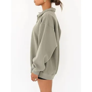 BAIGRAM Quarter Button Up Sweatshirt for Women in Fleece