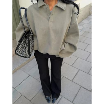 BAIGRAM Quarter Button Up Sweatshirt for Women in Fleece