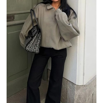 BAIGRAM Quarter Button Up Sweatshirt for Women in Fleece