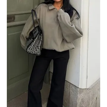 BAIGRAM Quarter Button Up Sweatshirt for Women in Fleece